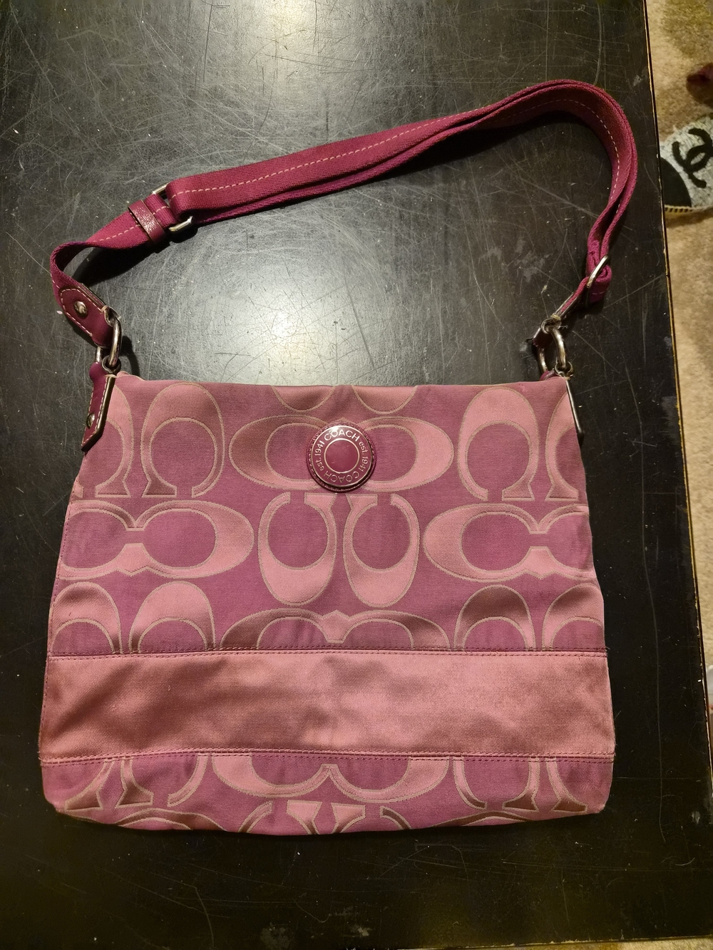 Coach Pink Signature Canvas Shoulder Bag